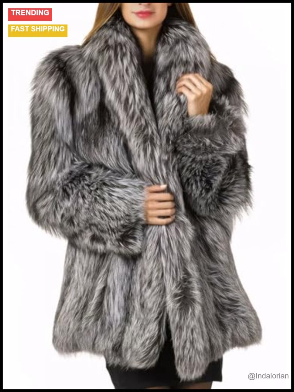 Womens Faux Fur Coat Winter Warm Fluffy Parka Jacket Thick Plus Size